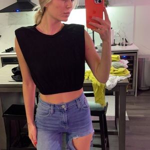 Zara Shoulder Pad Cinched Waist Top